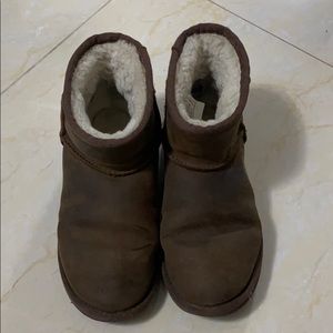 Ugg women classic mini leather boot brown size 6